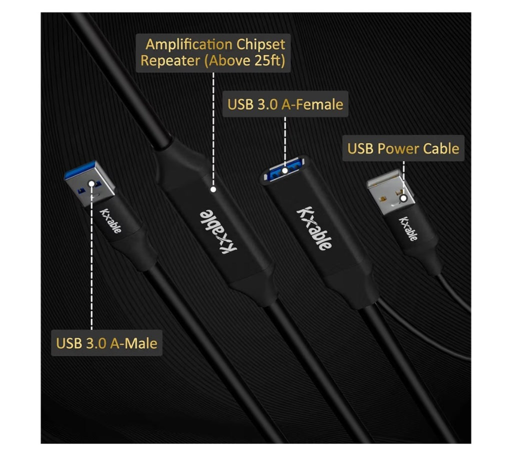 Kxable 50ft USB 3.0 Extention Cable