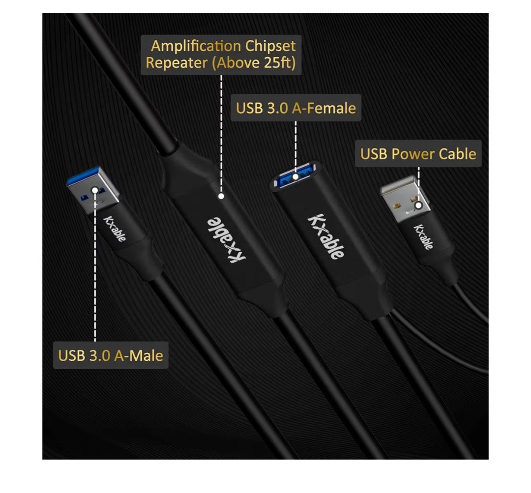 Kxable 50ft USB 3.0 Extention Cable