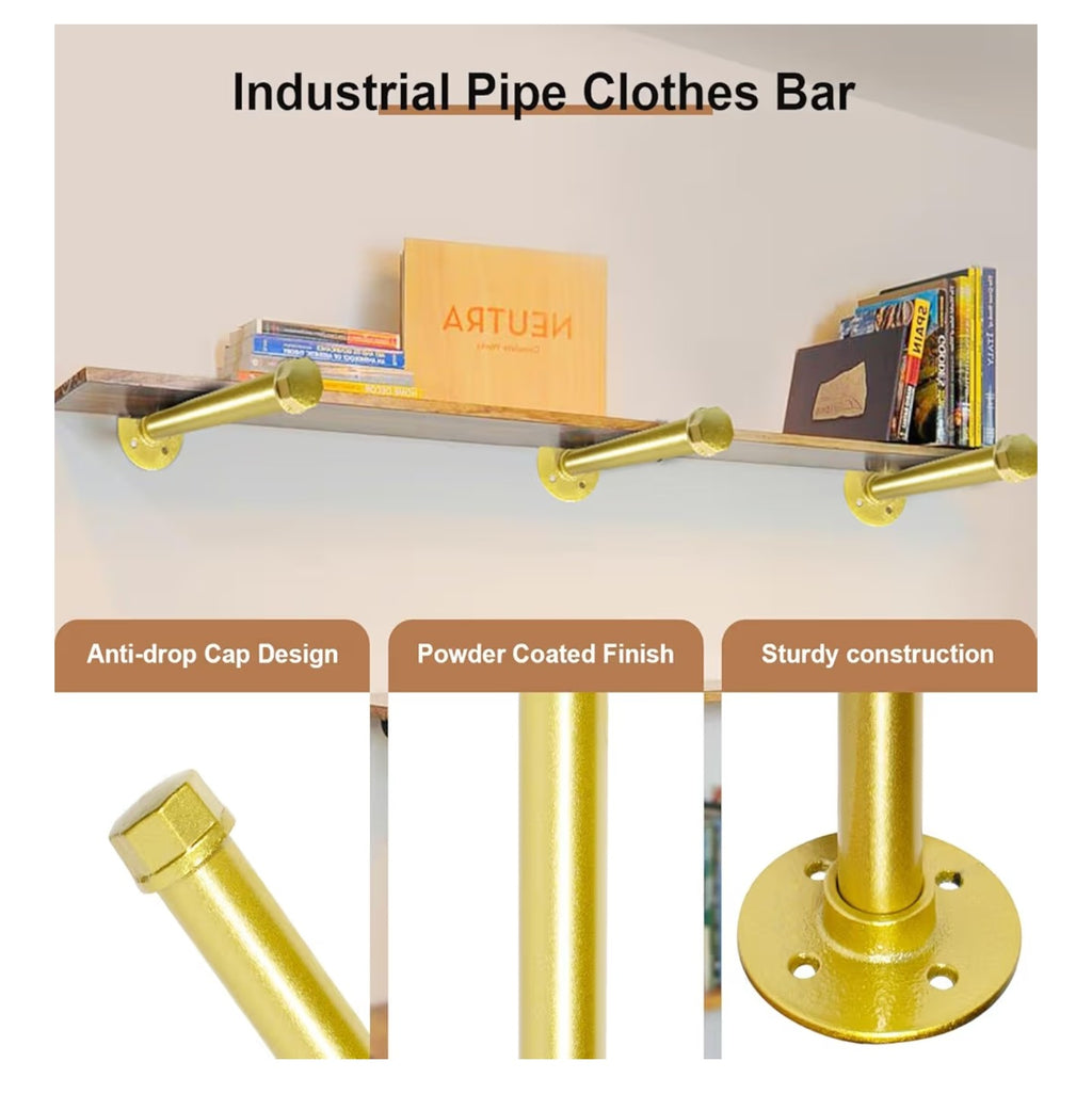Pintuson 6 Pcs Industrial Pipe Clothes Bar 12 Inch