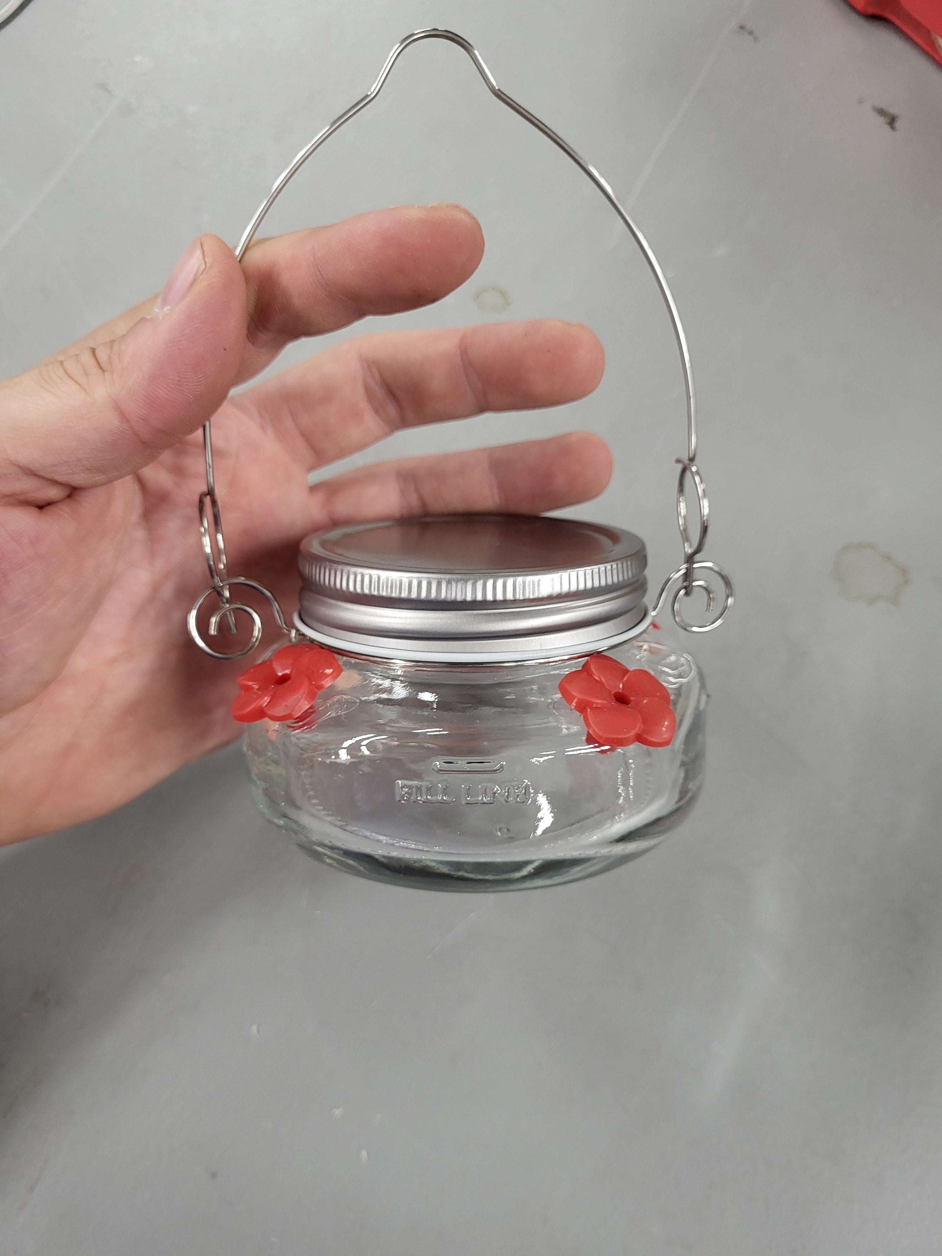 Nature's Way Bird Products MJF1 Nature's Way Mason Jar Hummingbird Dish Feeder, Clear