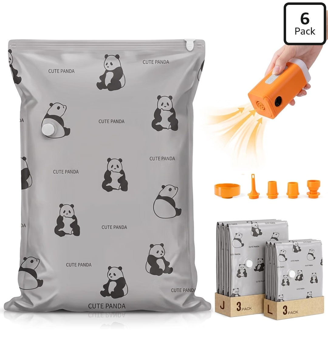 Vacuum Storage Bags with Cordless Pump (6 pack)