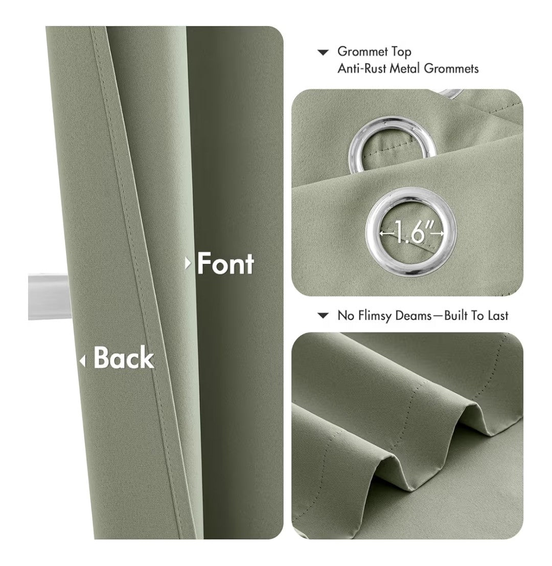 Miulee Saige Green Blackout Curtain