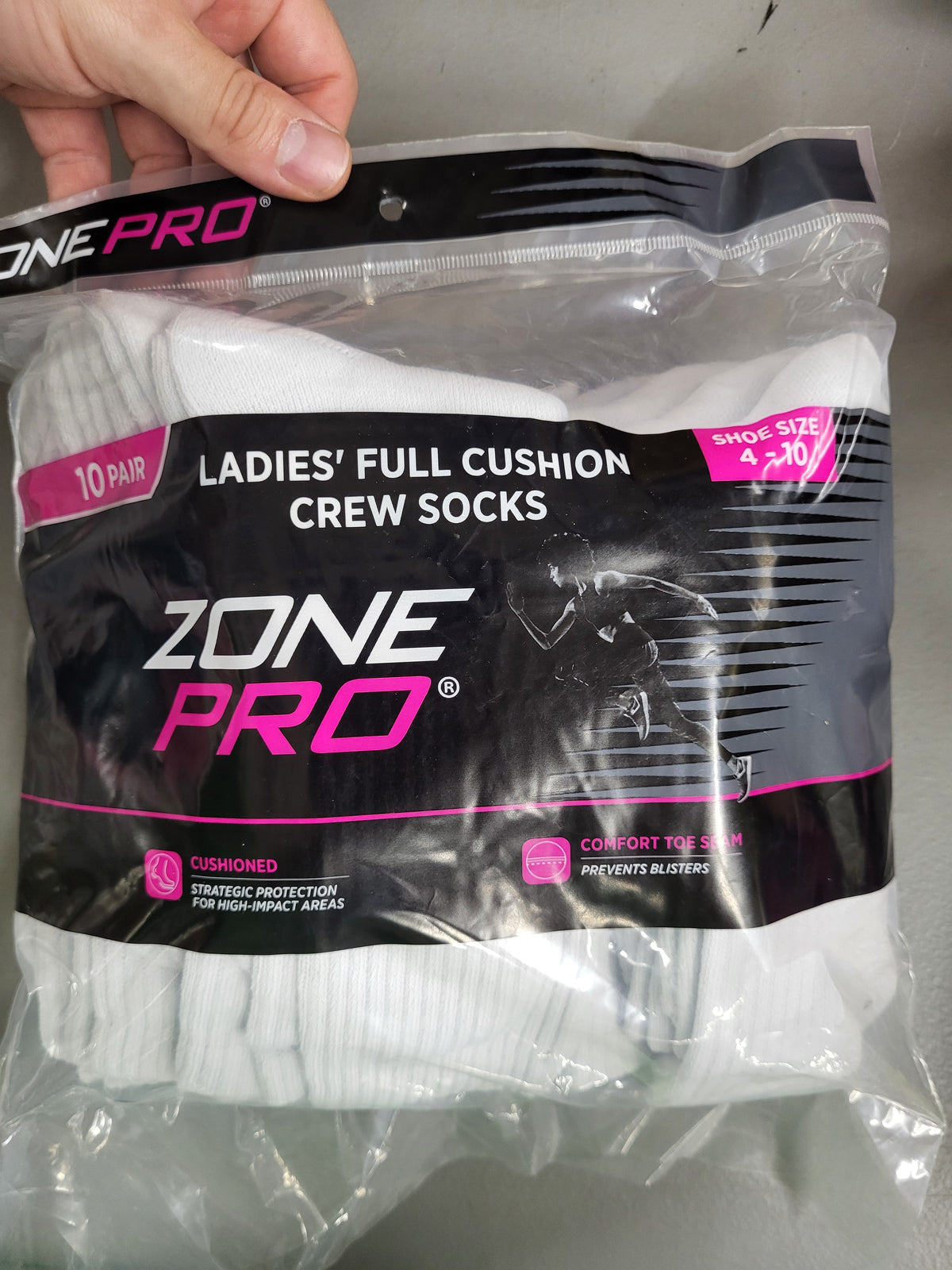Ladies Full Cushion Crew Socks, 10 Pairs (Shoe Size 4-10)