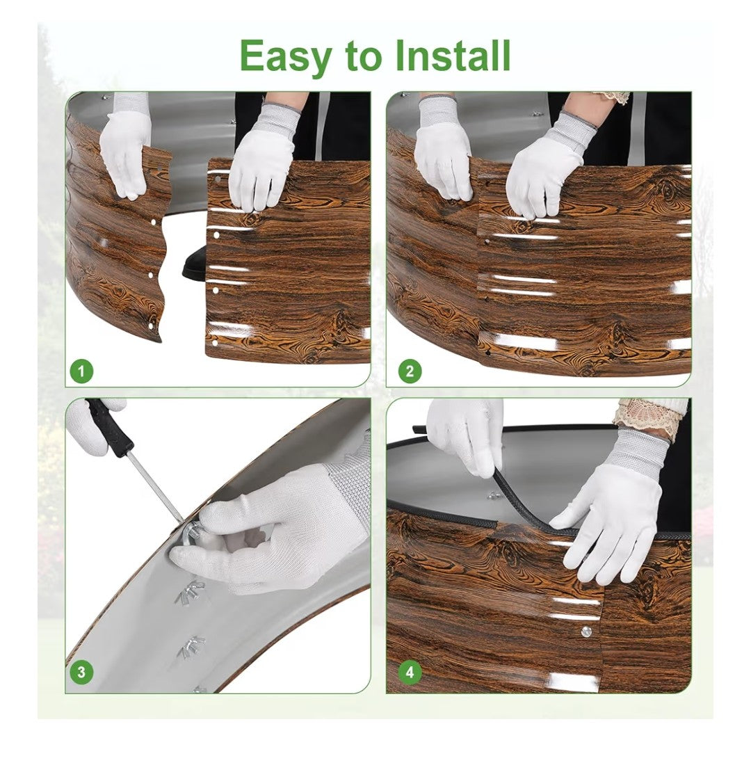 Galvanized Raised Garden Beds 2 pack (Wood Grain Finish)