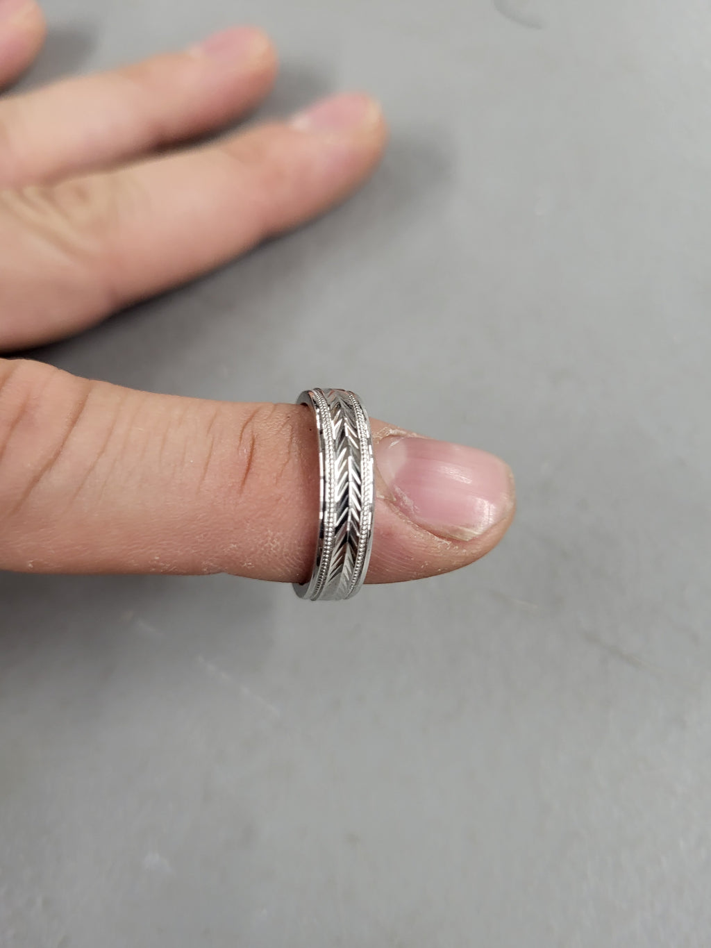 Landa Jewel Wedding Band Diamond Cut Pattern (Size 7)
