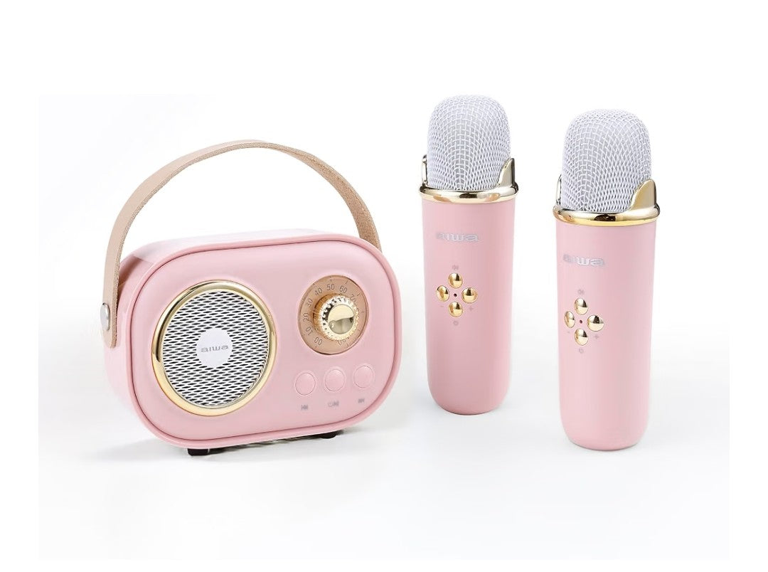 Retro Karaoke Speaker with 2 Wireless Microphones