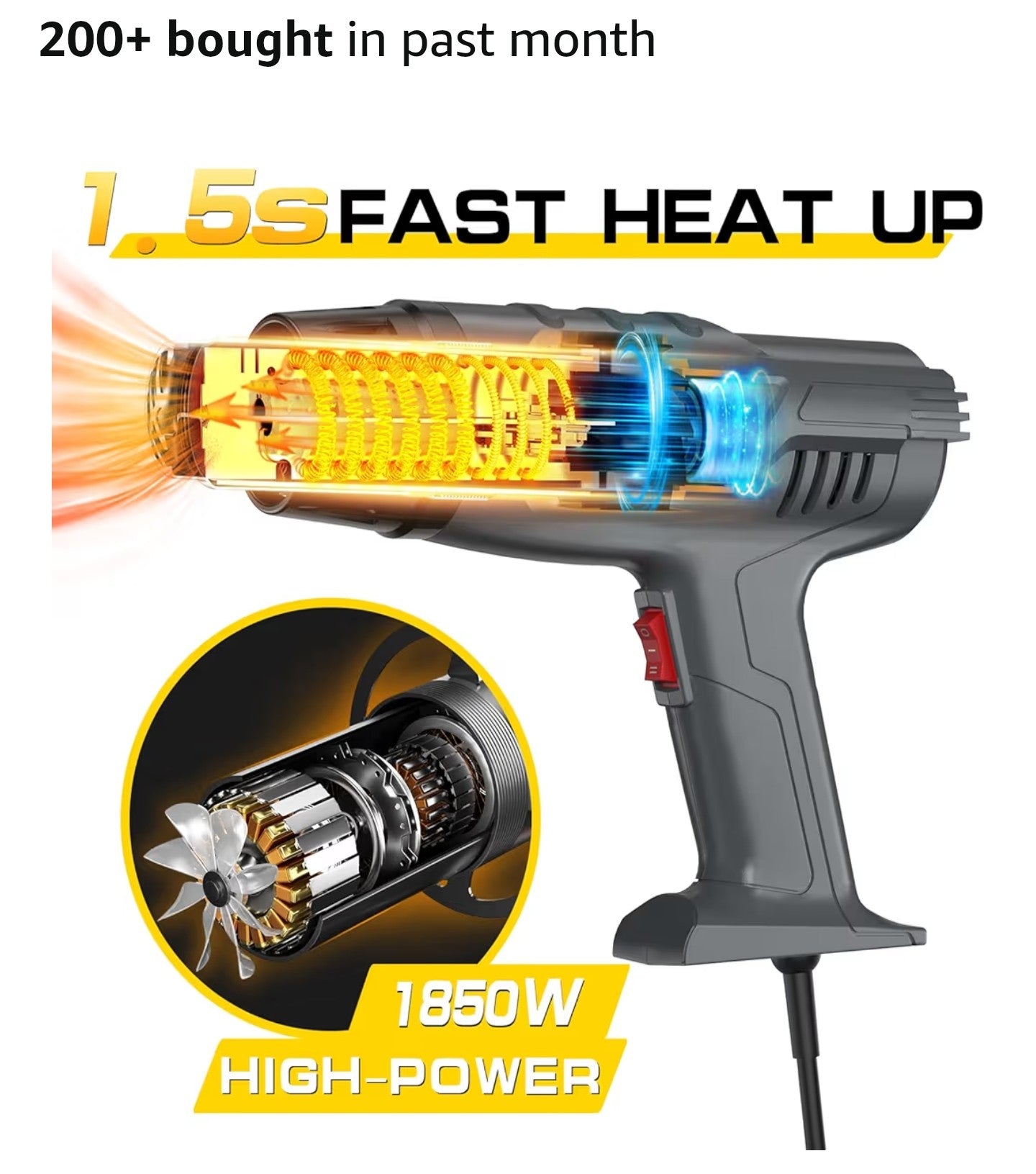 DIAFIELD 1850W Heat Gun, Dual Temperature Settings