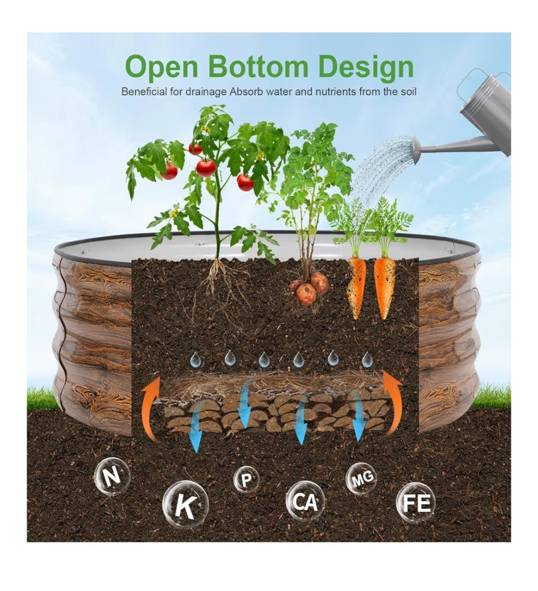 Galvanized Raised Garden Beds 2 pack (Wood Grain Finish)