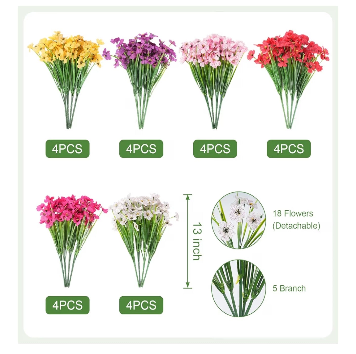 Bundles Artificial Flowers for Outdoor Faux Plants for Spring Summer.