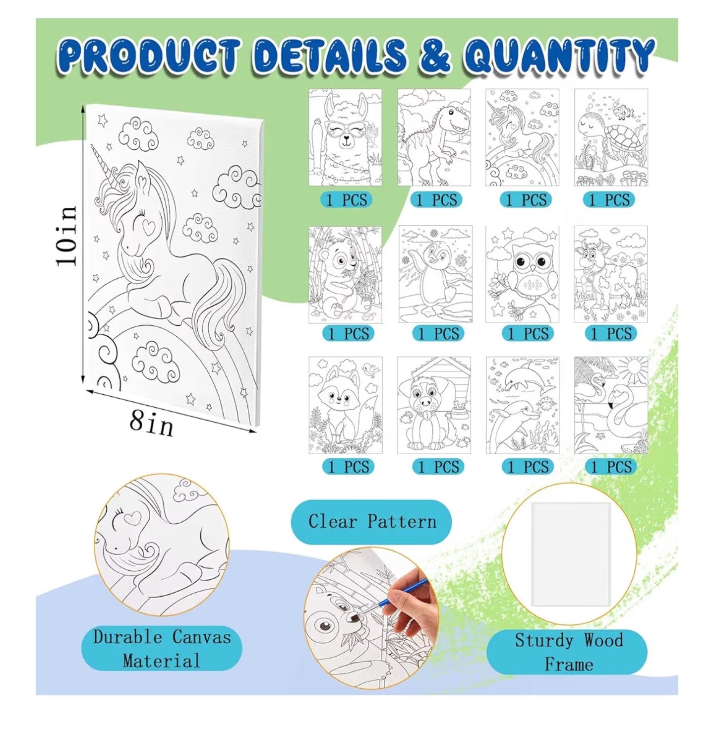 (207)
Ctosree 12 Pcs Pre Drawn Canvas.