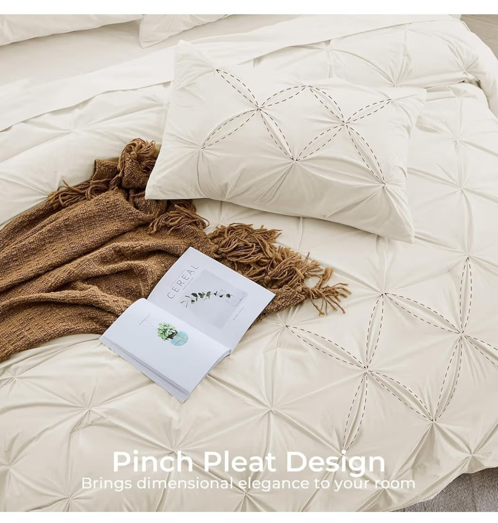 Sasttie 7 Piece California King Pintuck Comforter Set