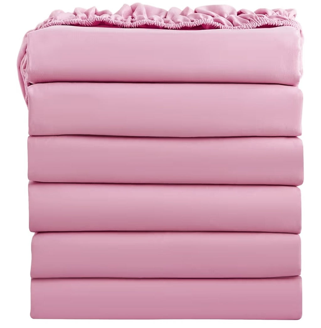 FreshCulture Twin Fitted Sheets Only 6 pack (Pink)