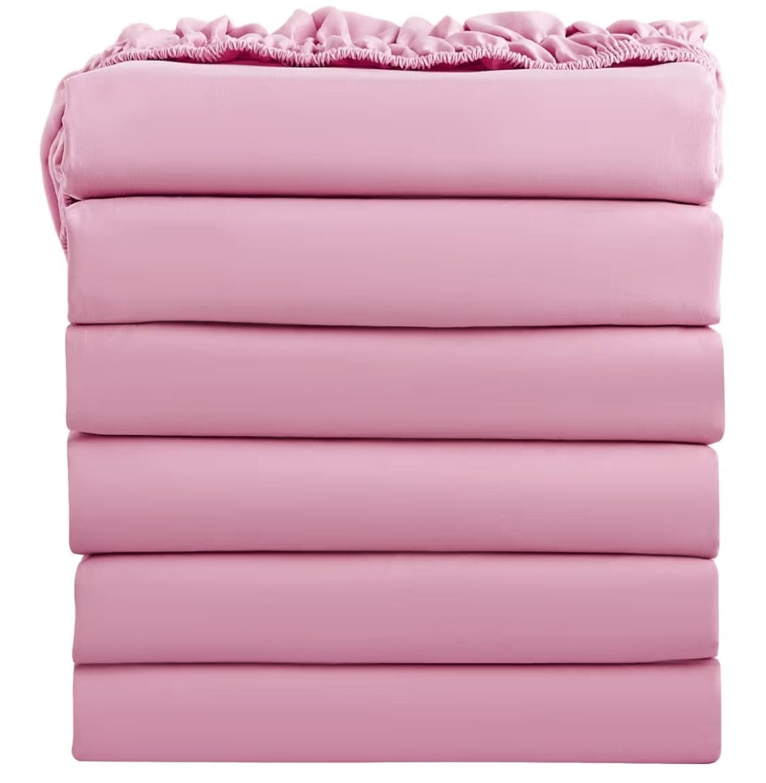 FreshCulture Twin Fitted Sheets Only 6 pack (Pink)