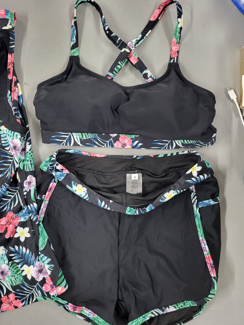 Hanna Nikole Three Piece Tankini Swimsuit (Size Medium)