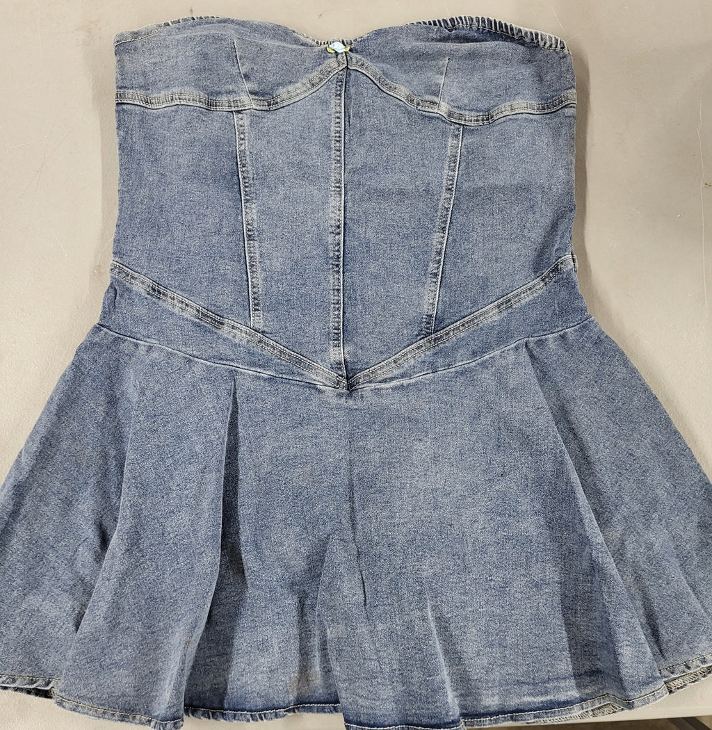 Strapless Mini Denim Jean Dress (Size XL)