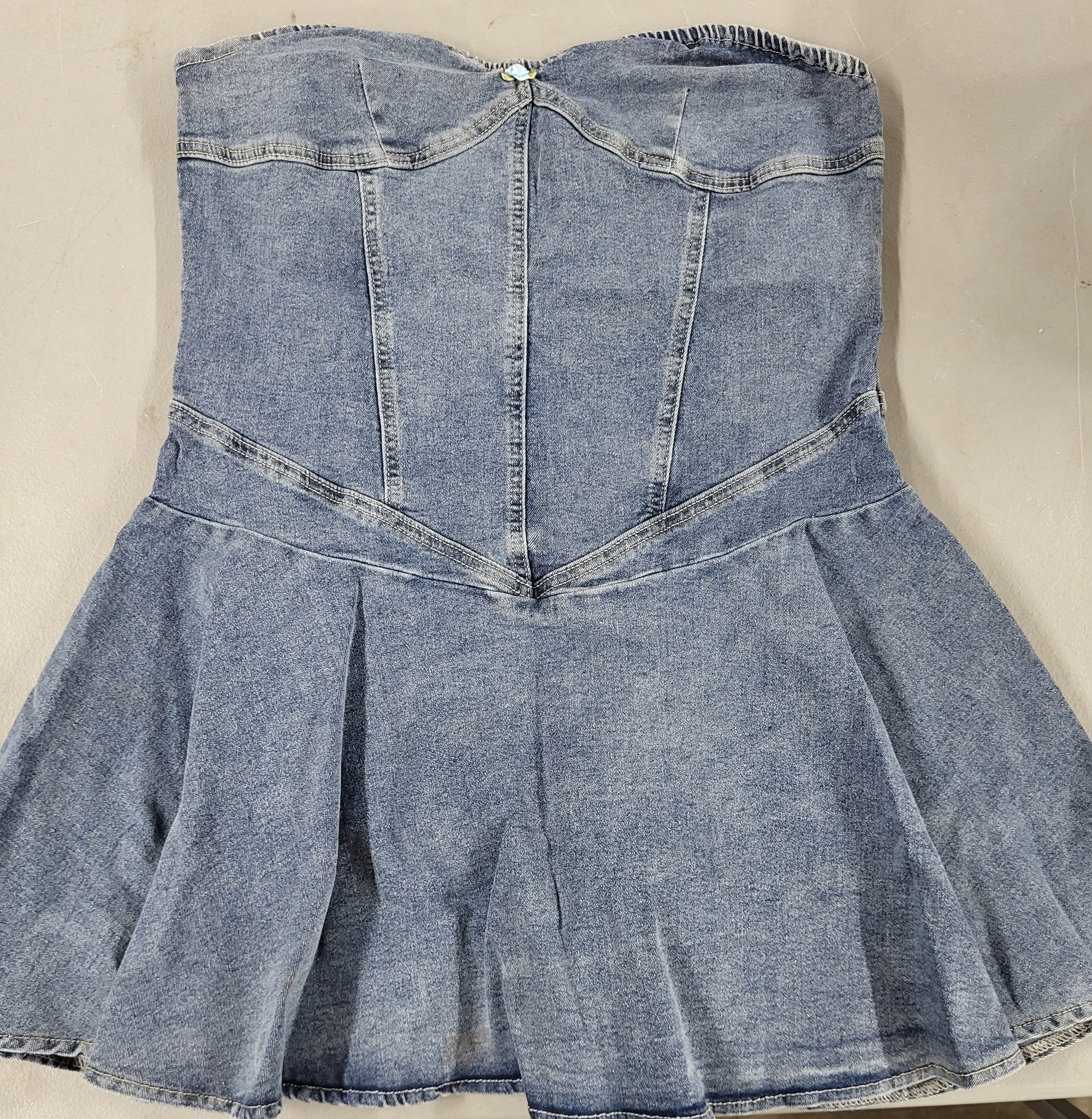 Strapless Mini Denim Jean Dress (Size XL)