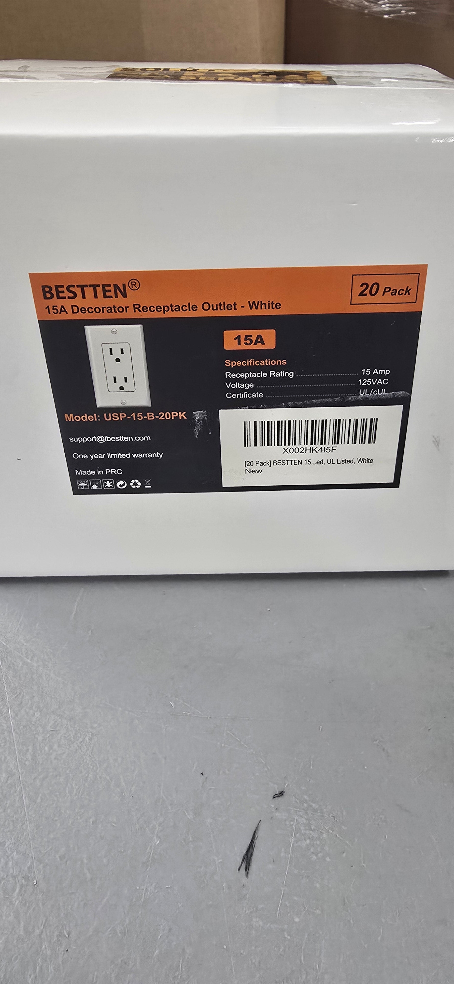 BESTTEN 20 Pack 15 Amp Decorator Wall Receptacle Outlet