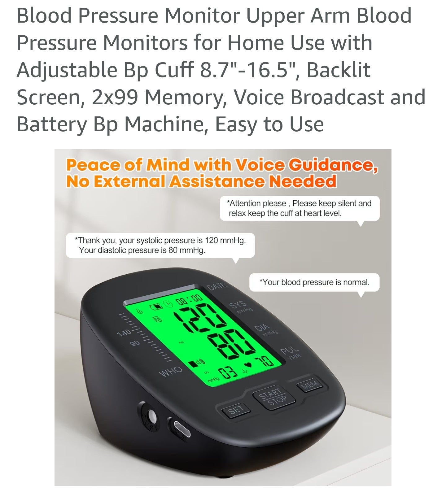 Blood Pressure Monitor Upper Arm