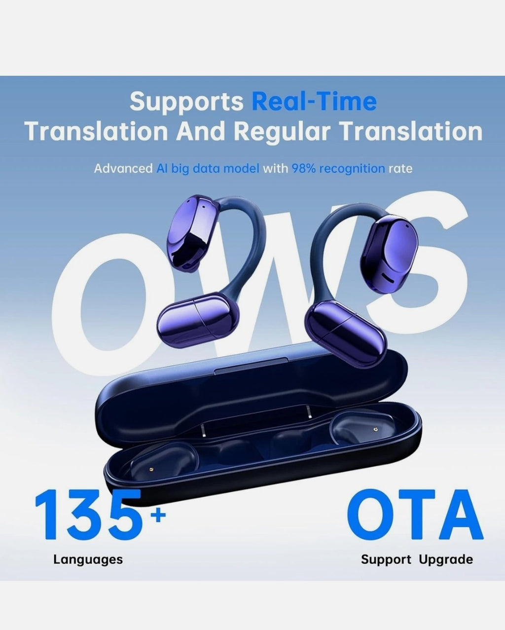 Shinecon OWS Open Sport Headphones and Translator (Pink)