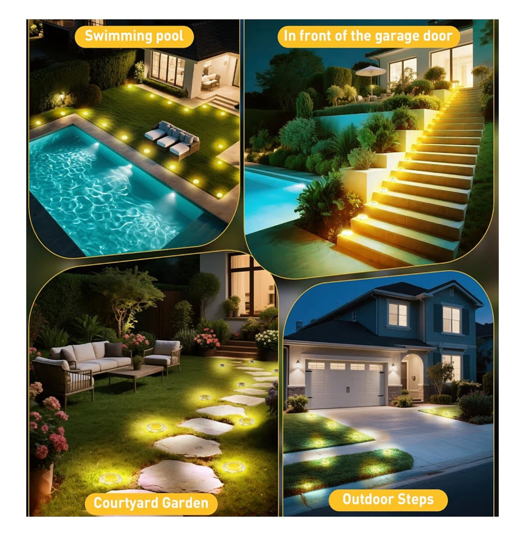 Solar Ground Lights,Solar Disc Light Outdoor Waterproof.