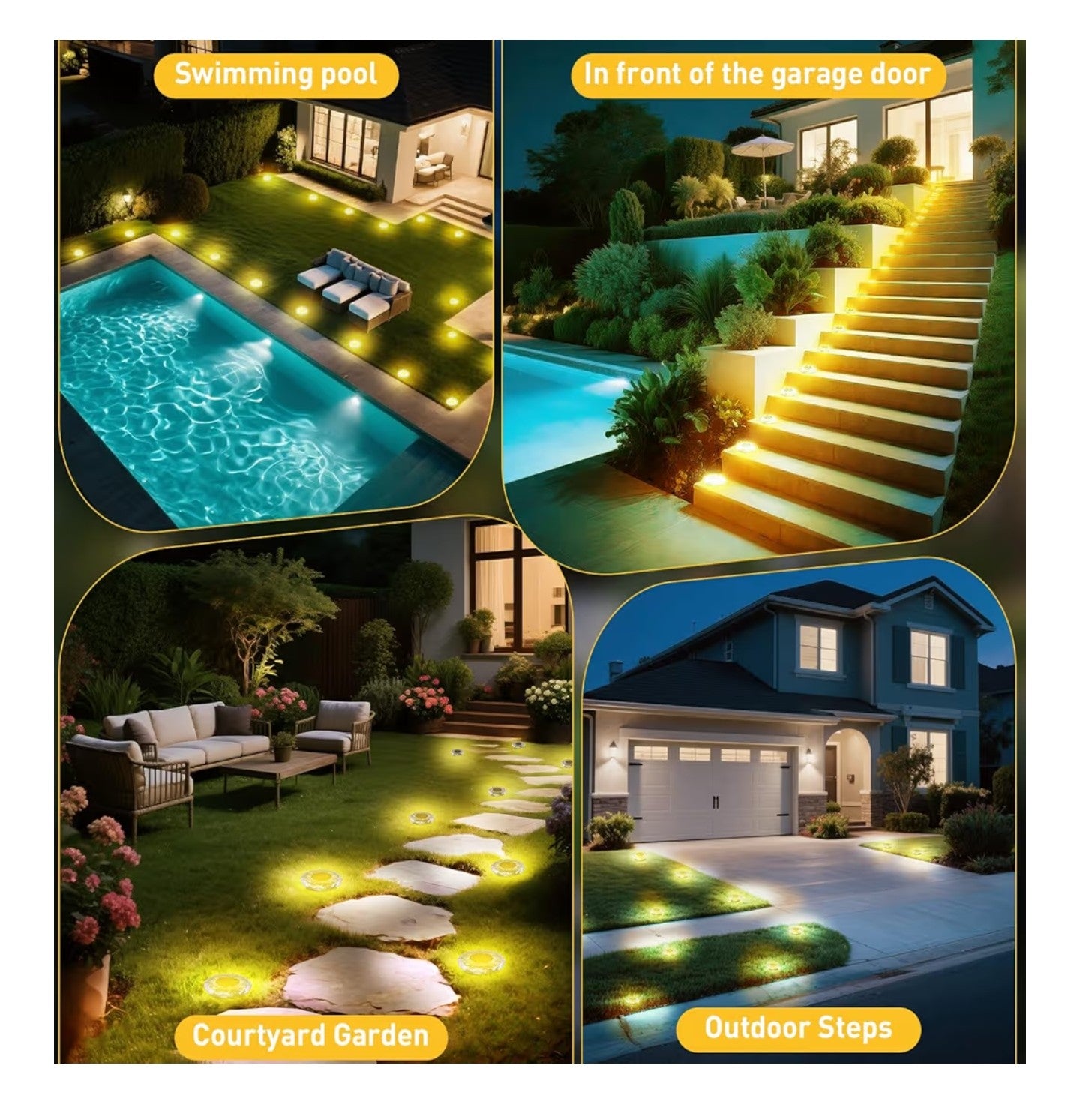 Solar Ground Lights,Solar Disc Light Outdoor Waterproof.