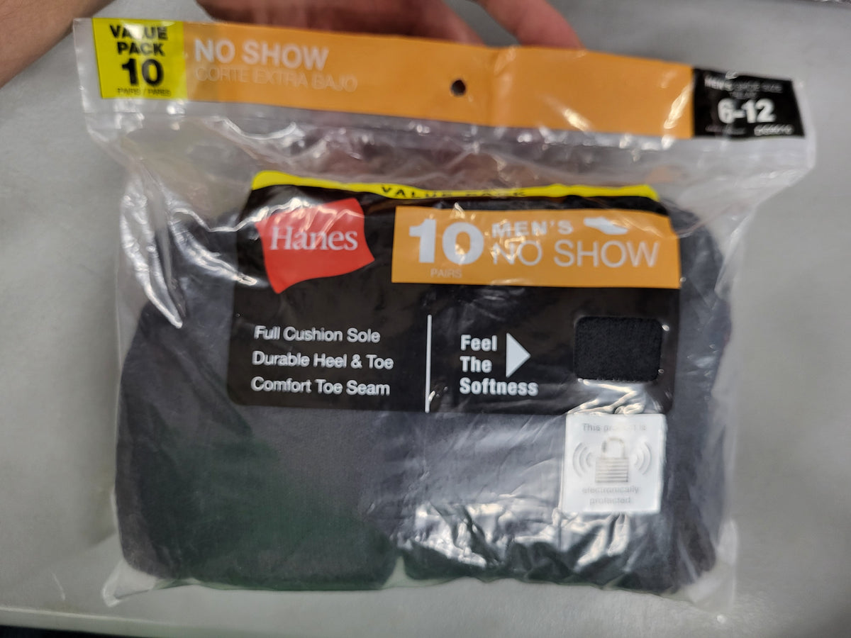 Hanes Men's No Show Socks, 10 Pairs (Shoe Size 6-12)