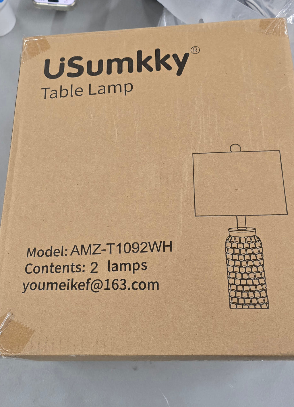 USumkky 20.5" White Modern Ceramic Bedside Lamps Set of 2