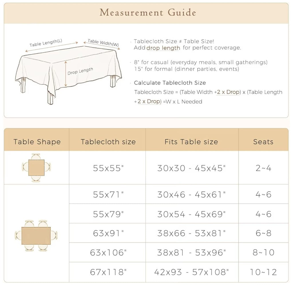 Thick Linen Tablecloth 79in x 55in