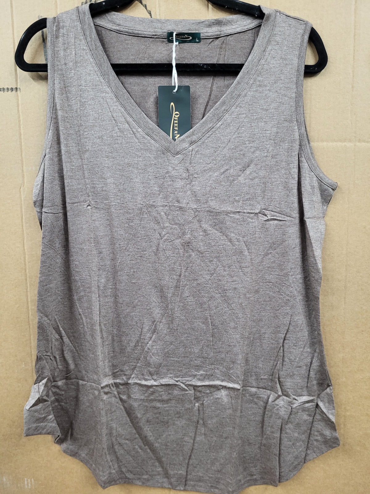 Loose Fit Casual V-Neck Tank Top (Large)