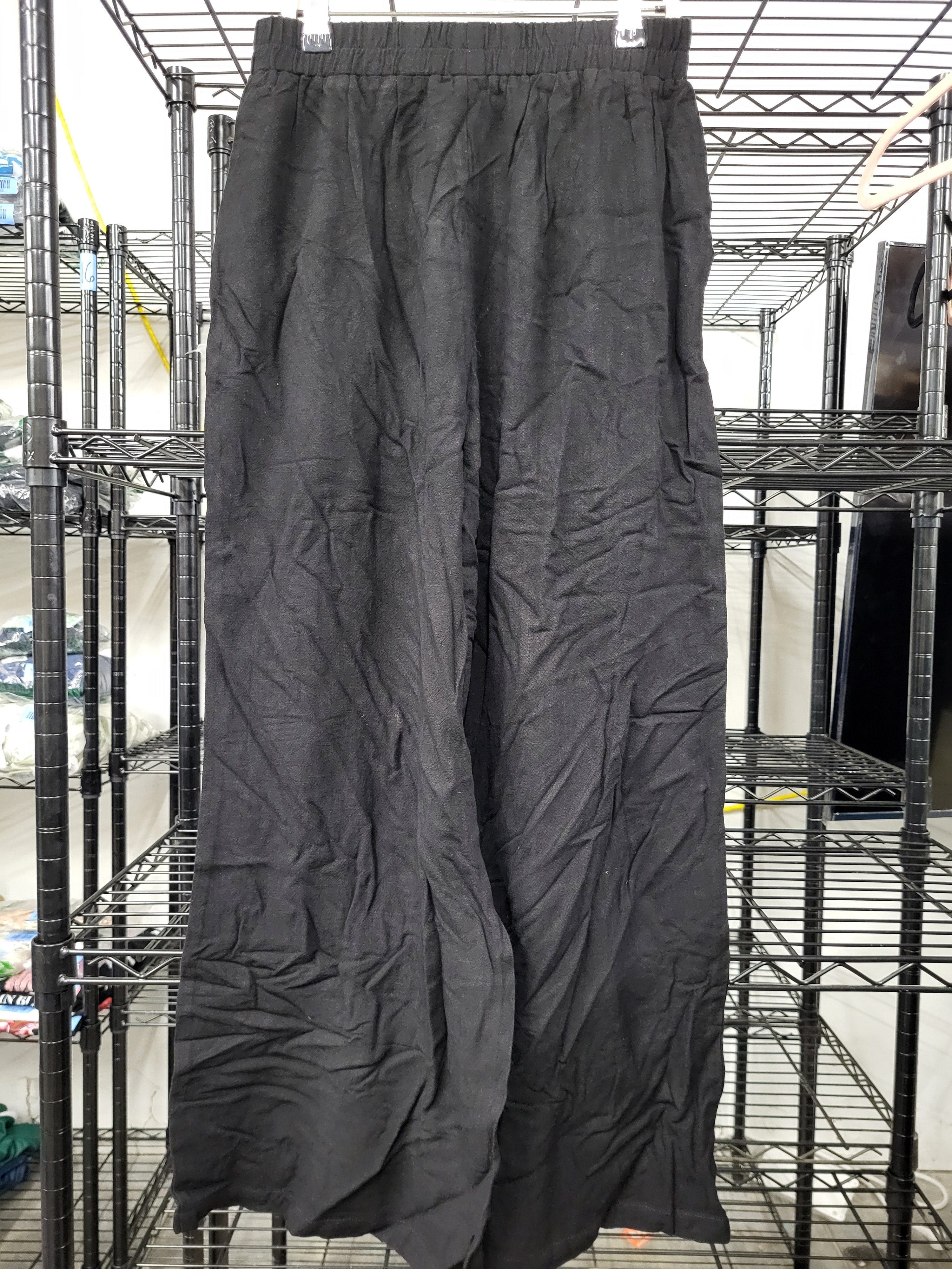 Linen High Waist Wide Leg Summer Pants (Small)