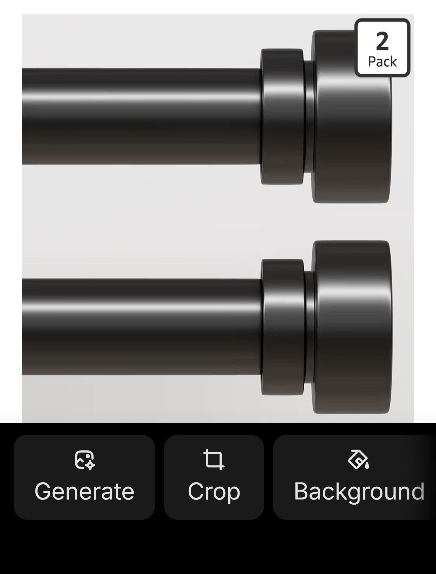 Lootkell 2 Pack Modern Black Curtain Rods Set for Windows 28 to 48 Inches