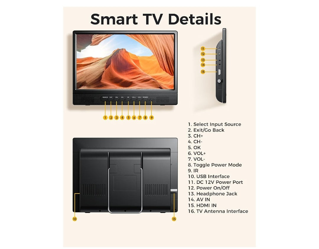 Desobry 12in Small Smart TV