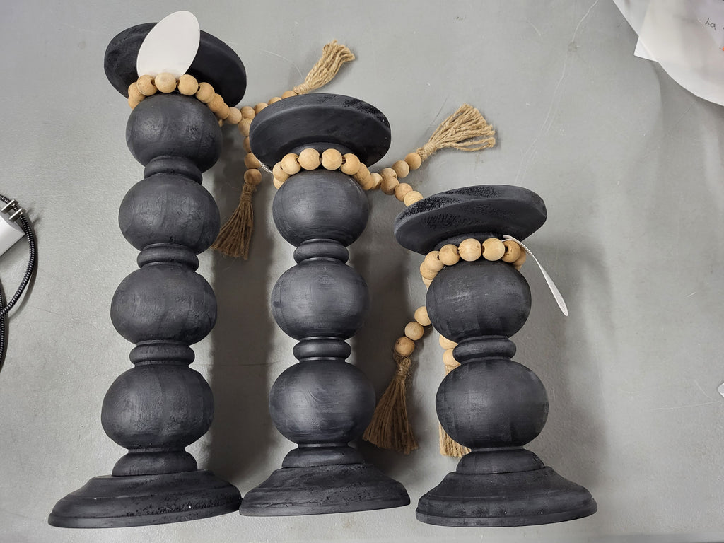 Wood Candle Holders (Black)