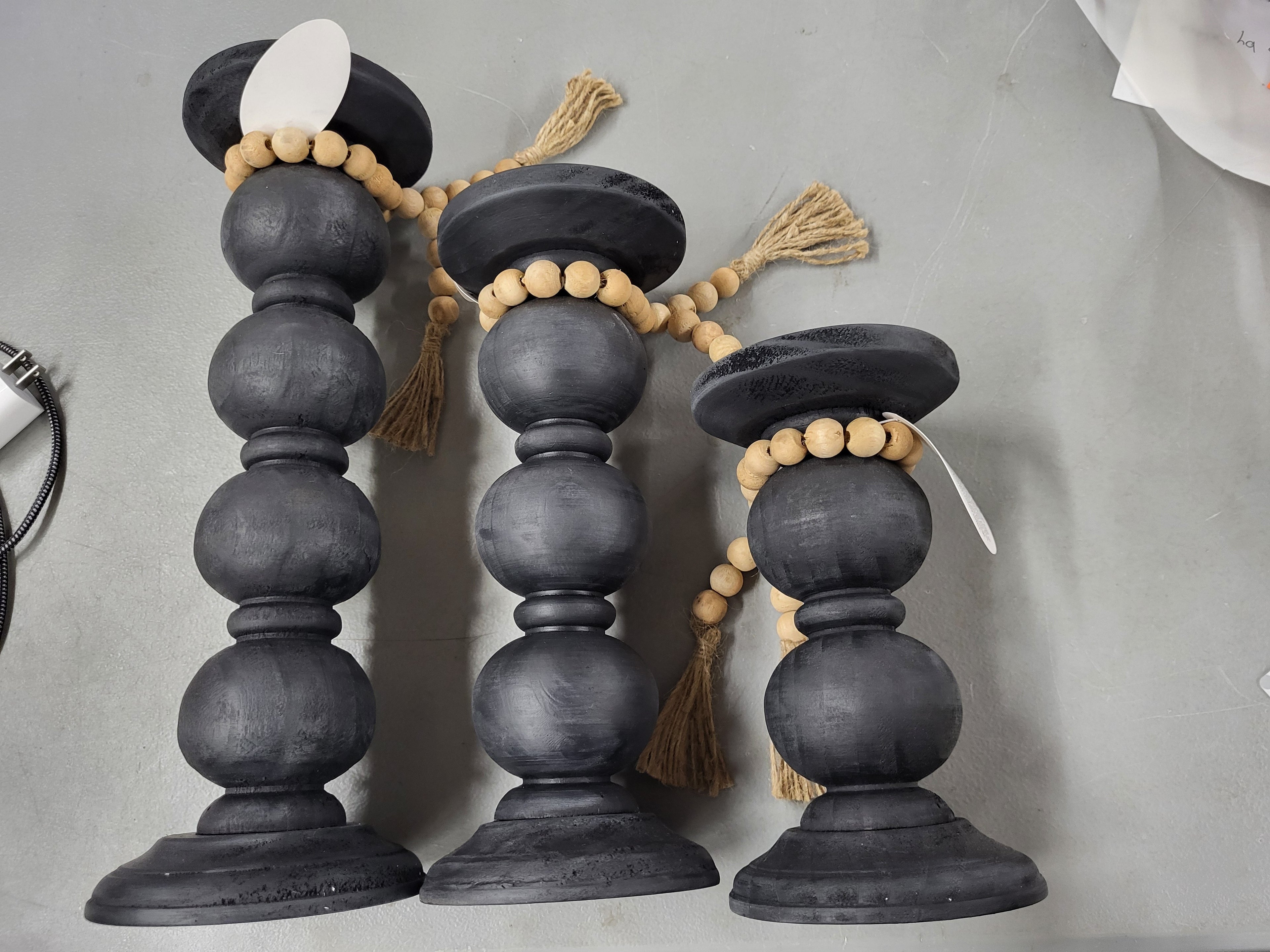 Wood Candle Holders (Black)