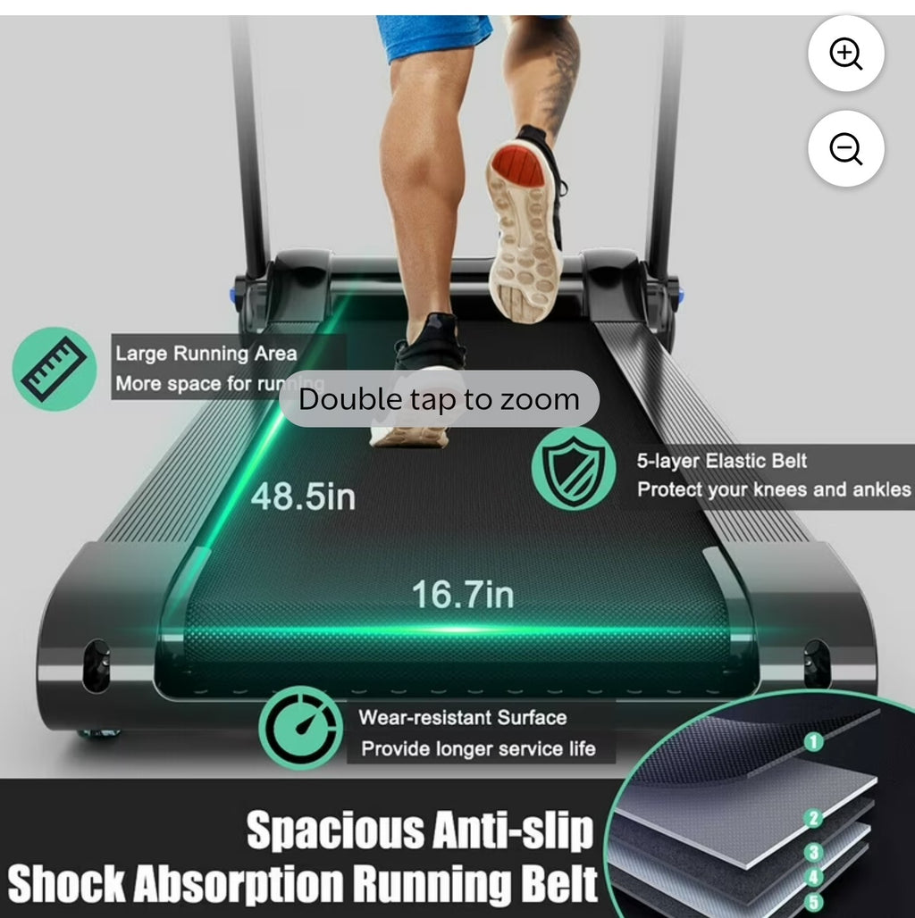 Costway 3HP Folding Electric Treadmill Running Machine w/ Speaker Blue