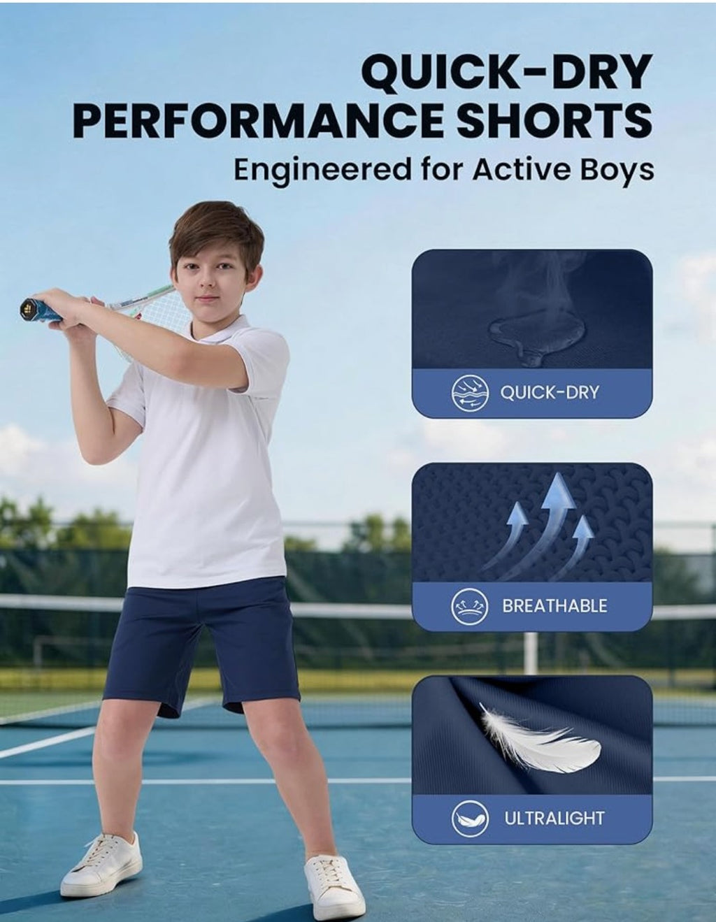 Rupy Boys Athletic Basketball Shorts 5 pack (Size Large)