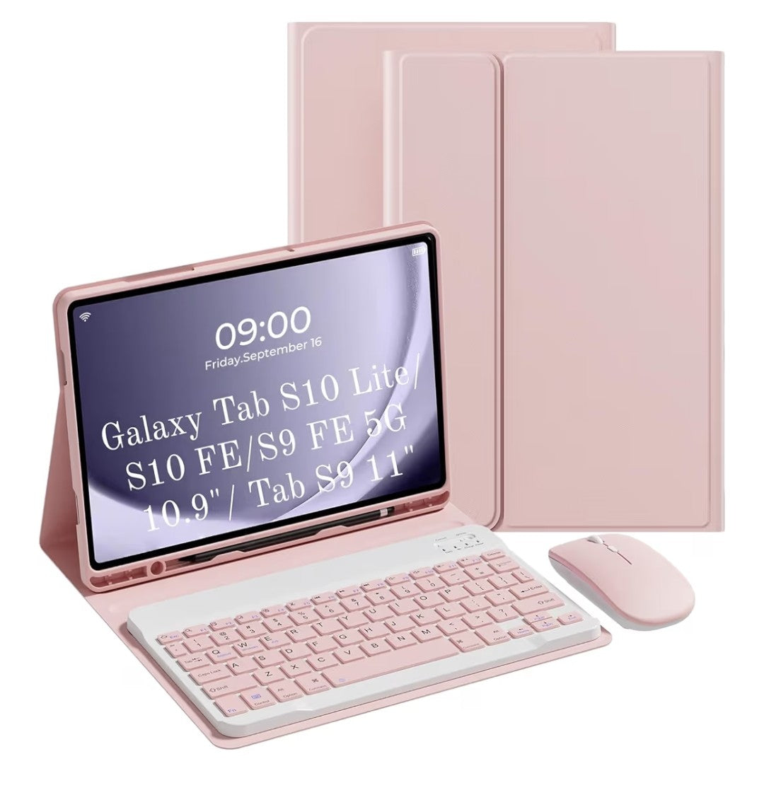 Wireless Keyboard Case & Mouse Combo Samsung Galaxy Tab S10, S9, S8 (Pink)