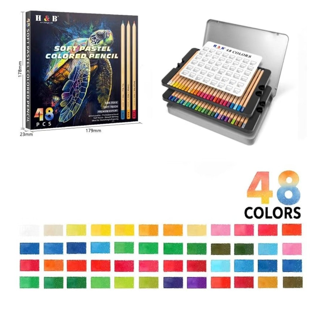H&B Soft Pastel Colored Pencils (48 count)