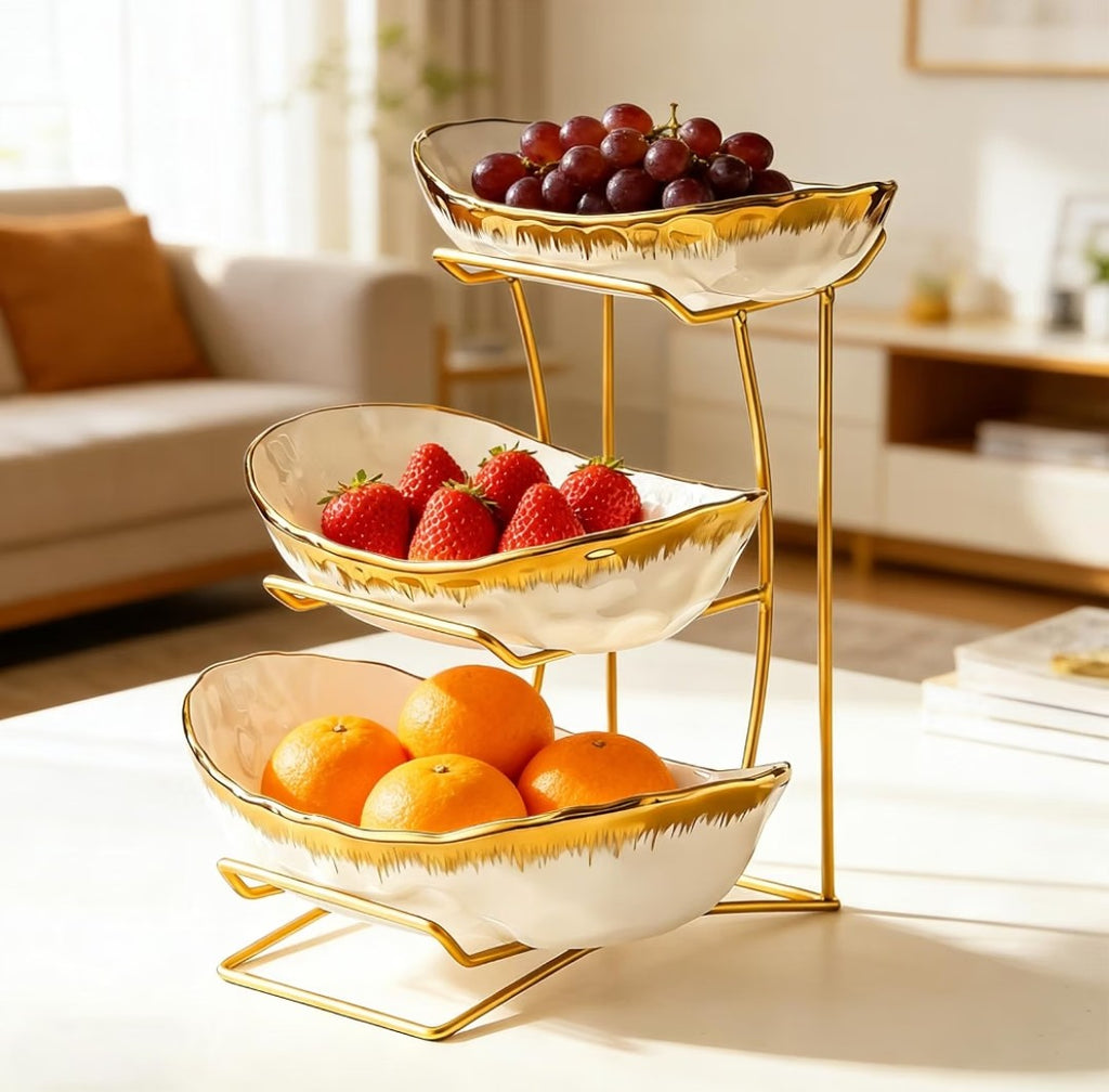 YYW 3 Tier Ceramic Fruit Bowl