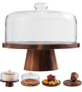 Wood Cake Stand with Glass Lid