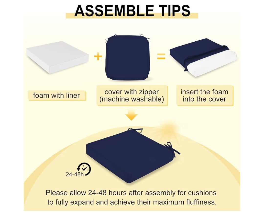 Waterproof Outdoor Chair Cushions 2 pack