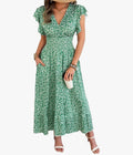 Casual Summer Maxi Dress, Green (Large)