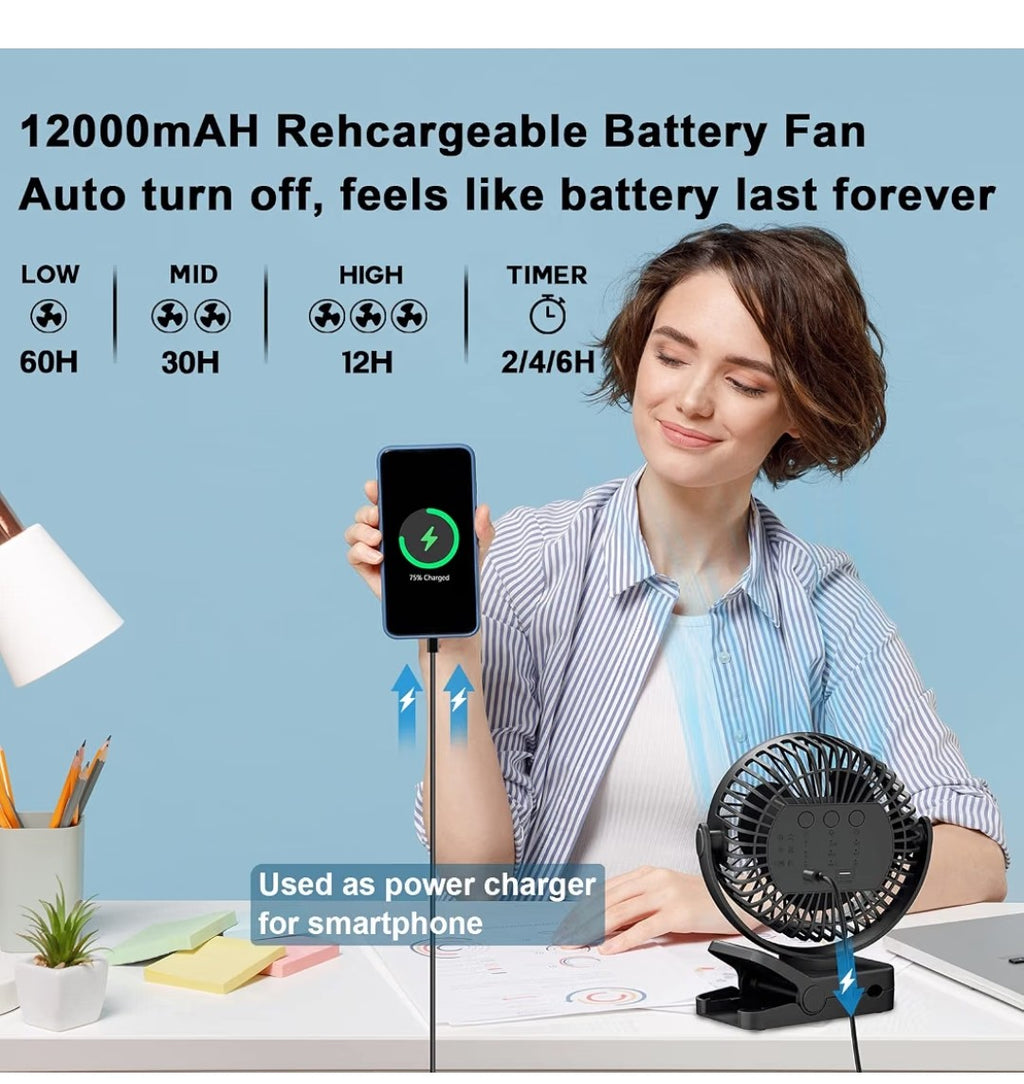 Portable Fan with Remote Control And LED Lights