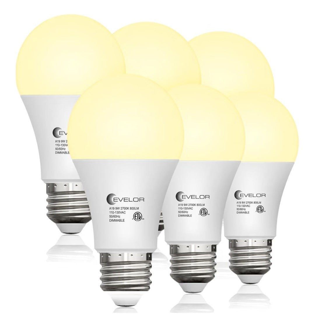 A19 LED Light Bulbs, 800 Lumen Soft White (6 pack)