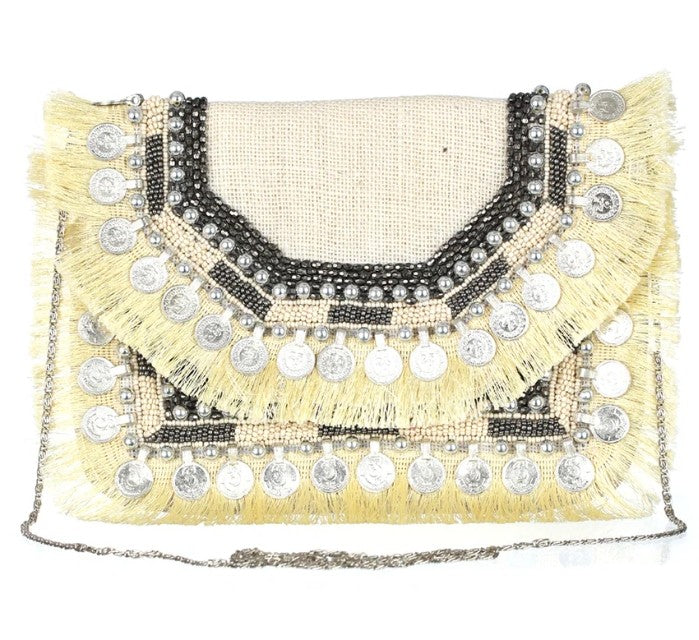 Priyaasi Coin Embellished Jute Sling Bag