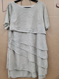 Chiffon Patchwork Rpund Neck Short Sleeved Dress (2XL)
