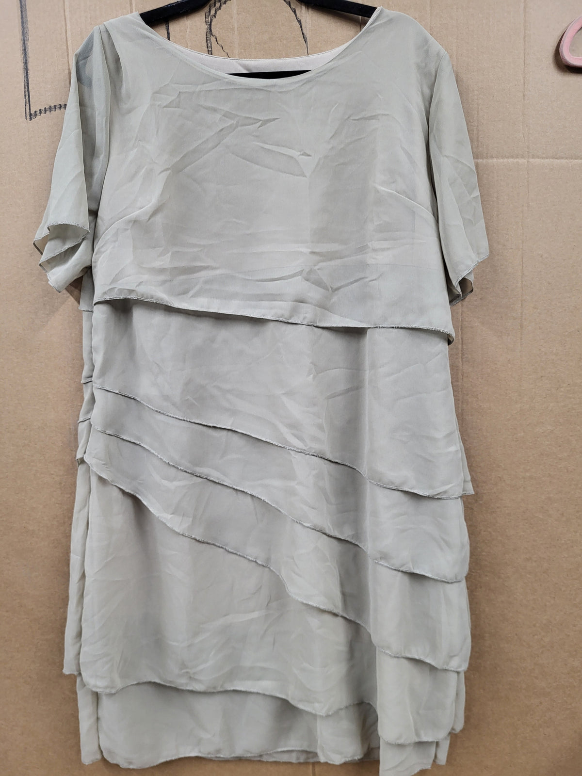 Chiffon Patchwork Rpund Neck Short Sleeved Dress (2XL)