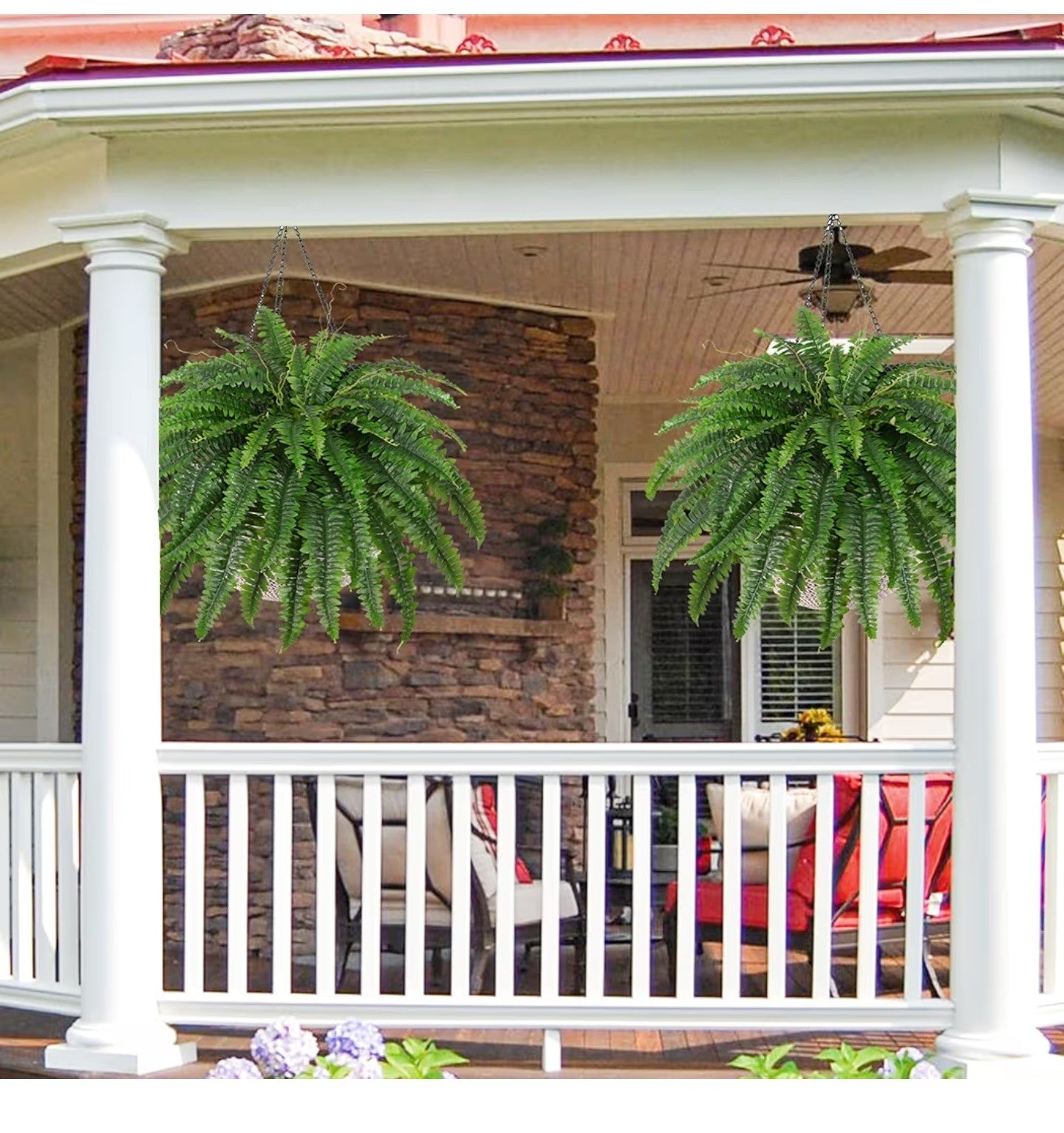 Artificial Boston Fern Bush- Set of 2 Large Artificial Ferns