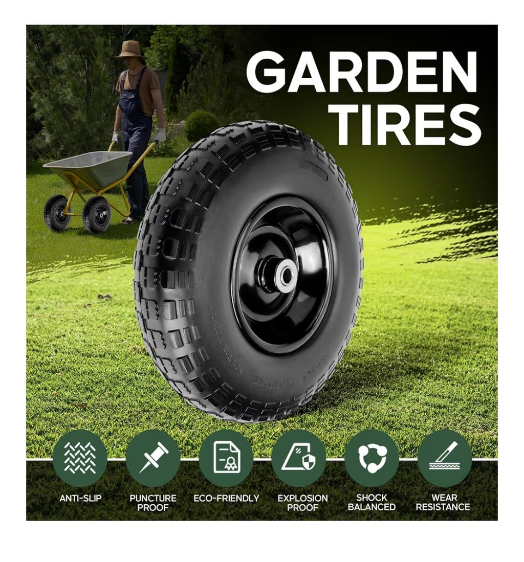 13in Solid Rubber Flat Free Tire 2pcs