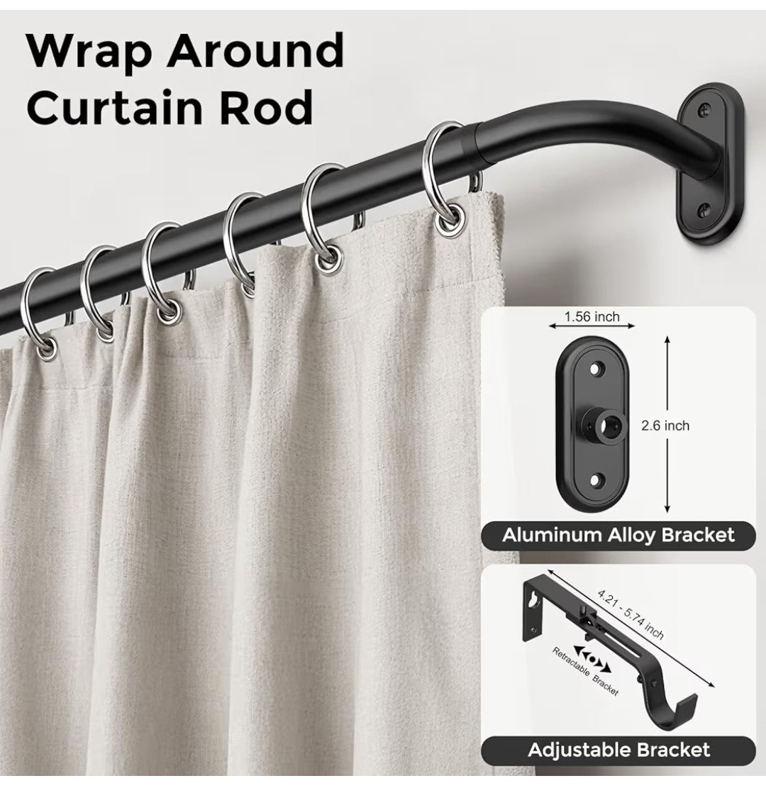 Wolistsa Wrap Around Curtain Rod 36-120in